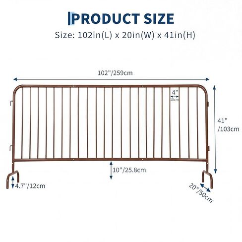 Garvee Interlocking Steel Barricade, 8.5 Ft. Heavy Duty Galvanized Metal Barricade, Interlocking Steel Road Barriers with with Bridge Feet Base, for Crowd Control Event Fencing Indoor/Outdoor, Yellow in Kuwait