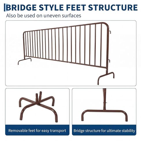 Garvee Interlocking Steel Barricade, 8.5 Ft. Heavy Duty Galvanized Metal Barricade, Interlocking Steel Road Barriers with with Bridge Feet Base, for Crowd Control Event Fencing Indoor/Outdoor, Yellow in Kuwait