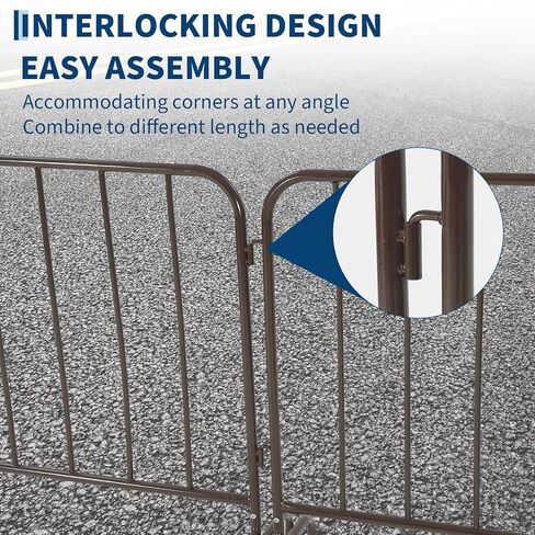Garvee Interlocking Steel Barricade, 8.5 Ft. Heavy Duty Galvanized Metal Barricade, Interlocking Steel Road Barriers with with Bridge Feet Base, for Crowd Control Event Fencing Indoor/Outdoor, Yellow in Kuwait