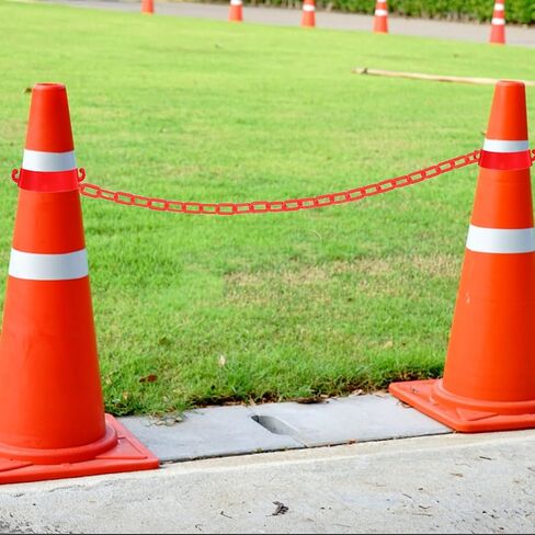 10pcs Red Plastic Traffic Cone Chain Connectors Safety Barrier Link Rings Buckle Accessories for Construction Site Driveway Road Use in Kuwait