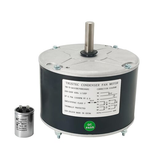 1/10 HP Condenser Fan Motor, 1100 RPM 208-230V 48 Frame HVAC Motor, Replacement for GE 5KCP39BG G3907, Fits Carrier HC33GE233/230, Grainger 6DLL6 3S001, US Motors 3402, Reversible in Kuwait