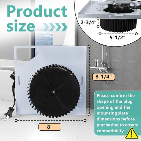 Upgrade S97015162 Motor Assembly | 8" x 8-1/4" Housing | Compatible with Broan NuTone 678-G、2678F-A、 683-C、683L-A、 HD80L、 770RLTK 、DX50L Series Bathroom Exhaust Fan in Kuwait