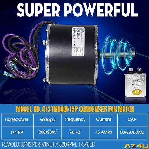 تحل مروحة المكثف 1/4 Hp 0131M00061SP محل محرك مروحة المكثف Goodman 208-230V1Ph 830Rpm 1-Speed ​​Motor، Zongshan Broad-Ocean YDK-180S84062-01. أمانة جانيترول رقم P/N: 0131M00014PS 0131M0014 in Saudi Arabia