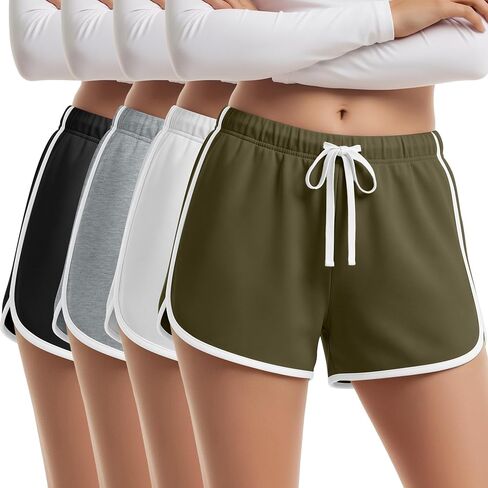4 Pack Girls Shorts Teen Athletic Dolphin Shorts Kids Summer Workout SweatShorts with Drawstring for Running Soccer in Kuwait
