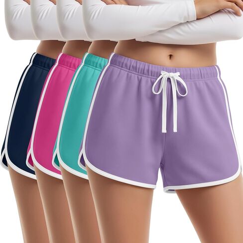 4 Pack Girls Shorts Teen Athletic Dolphin Shorts Kids Summer Workout SweatShorts with Drawstring for Running Soccer in Kuwait