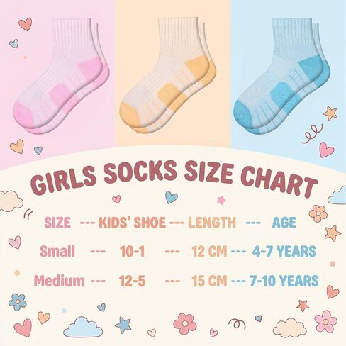 Comfoex 8 Pairs Girls Socks Cushioned Quarter Socks Athletic Ankle Sock For Little Kids 6-8 8-10 Years Olds in Kuwait