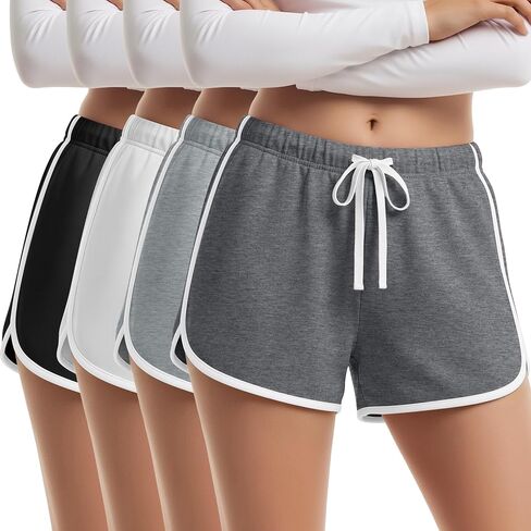 4 Pack Girls Shorts Teen Athletic Dolphin Shorts Kids Summer Workout SweatShorts with Drawstring for Running Soccer in Kuwait