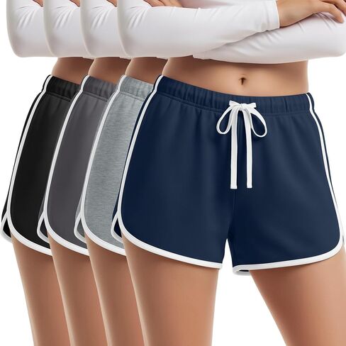 4 Pack Girls Shorts Teen Athletic Dolphin Shorts Kids Summer Workout SweatShorts with Drawstring for Running Soccer in Kuwait