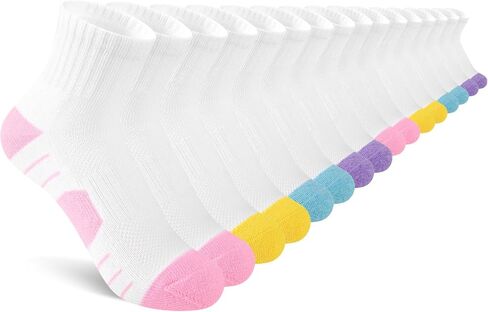 Comfoex 8 Pairs Girls Socks Cushioned Quarter Socks Athletic Ankle Sock For Little Kids 6-8 8-10 Years Olds in Kuwait