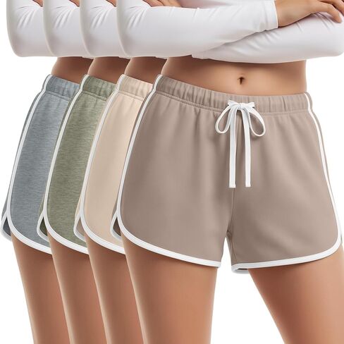 4 Pack Girls Shorts Teen Athletic Dolphin Shorts Kids Summer Workout SweatShorts with Drawstring for Running Soccer in Kuwait