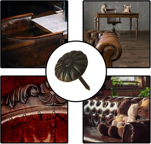 200Pcs Antique Brass Daisy Sofa Furniture Nails Heavy Duty Thumb Tacks Vintage Decorative Upholstery Push Pins Nails for Sofa Chair Bed Furniture Decoration in Kuwait