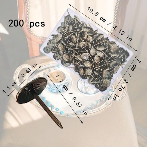 200Pcs Antique Brass Daisy Sofa Furniture Nails Heavy Duty Thumb Tacks Vintage Decorative Upholstery Push Pins Nails for Sofa Chair Bed Furniture Decoration in Kuwait