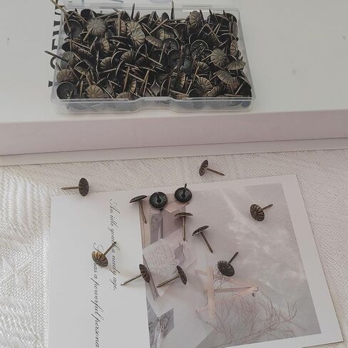 200Pcs Antique Brass Daisy Sofa Furniture Nails Heavy Duty Thumb Tacks Vintage Decorative Upholstery Push Pins Nails for Sofa Chair Bed Furniture Decoration in Kuwait