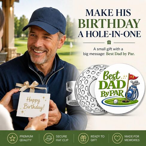 Golf Gifts for Fathers Day, Golf Ball Marker Best Dad by Par Hat Clip Ball Markers for Men New Dad Papa Husband Grandpa, Funny Gift from Wife Daughter Son, Stocking Stuffers Birthday Retirement Gifts in Kuwait
