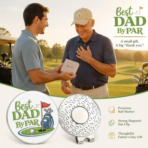 Golf Gifts for Fathers Day, Golf Ball Marker Best Dad by Par Hat Clip Ball Markers for Men New Dad Papa Husband Grandpa, Funny Gift from Wife Daughter Son, Stocking Stuffers Birthday Retirement Gifts in Kuwait