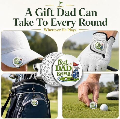 Golf Gifts for Fathers Day, Golf Ball Marker Best Dad by Par Hat Clip Ball Markers for Men New Dad Papa Husband Grandpa, Funny Gift from Wife Daughter Son, Stocking Stuffers Birthday Retirement Gifts in Kuwait