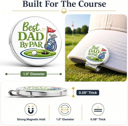 Golf Gifts for Fathers Day, Golf Ball Marker Best Dad by Par Hat Clip Ball Markers for Men New Dad Papa Husband Grandpa, Funny Gift from Wife Daughter Son, Stocking Stuffers Birthday Retirement Gifts in Kuwait