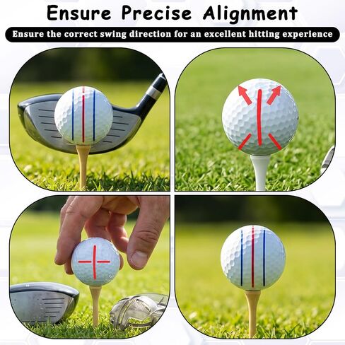 2 PCS Golf Ball Line Marker, Golf Ball Liner Stencil Marking Alignment Tool Template Kit with Spring Clamp and Tri-line Stencils for Accurate Putt Alignment in Kuwait