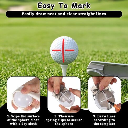 2 PCS Golf Ball Line Marker, Golf Ball Liner Stencil Marking Alignment Tool Template Kit with Spring Clamp and Tri-line Stencils for Accurate Putt Alignment in Kuwait