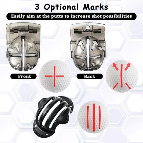 2 PCS Golf Ball Line Marker, Golf Ball Liner Stencil Marking Alignment Tool Template Kit with Spring Clamp and Tri-line Stencils for Accurate Putt Alignment in Kuwait