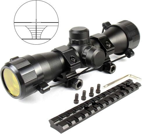نطاق مضغوط CAHOP 4x32 مزود بقاعدة تثبيت أحادية السكة وحلقات متوافقة مع مقياس Mossberg 500 12 in Kuwait