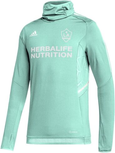 adidas Mens LA Galaxy MLS - Major League Soccer COLD.RDY Raglan Warmup Pullover Jacket, Mint, X-Small in Kuwait