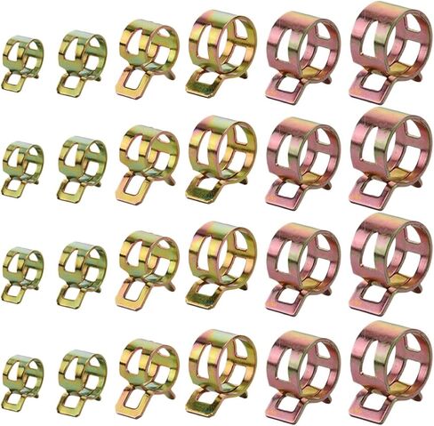 Gadpiparty 60pcs Gasoline Hose Clamps Zinc Plated Iron Spring Clips for Connection Fastening High Hardness, Different Sizes Sorted in Plastic Storage Case, Suitable for Water and Silicone in Kuwait