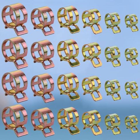 Gadpiparty 60pcs Gasoline Hose Clamps Zinc Plated Iron Spring Clips for Connection Fastening High Hardness, Different Sizes Sorted in Plastic Storage Case, Suitable for Water and Silicone in Kuwait