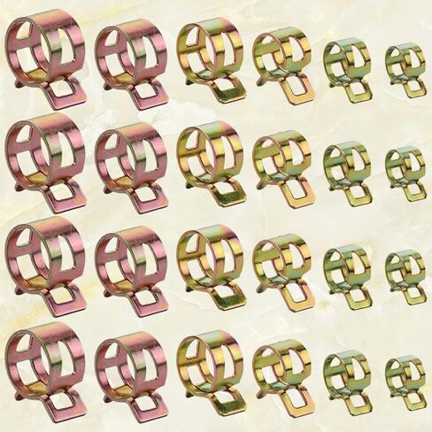 Gadpiparty 60pcs Gasoline Hose Clamps Zinc Plated Iron Spring Clips for Connection Fastening High Hardness, Different Sizes Sorted in Plastic Storage Case, Suitable for Water and Silicone in Kuwait