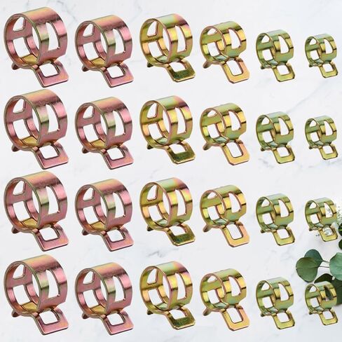 Gadpiparty 60pcs Gasoline Hose Clamps Zinc Plated Iron Spring Clips for Connection Fastening High Hardness, Different Sizes Sorted in Plastic Storage Case, Suitable for Water and Silicone in Kuwait
