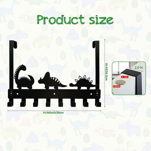 Dinosaur Over The Door Hooks for Toddler Boy Bathroom Decor - Cute Dino Shape Metal Wall Hanger, Boys Bedroom Organizer for Dinosaur Themed Room Decor, Kids Nursery Accessories and Gift for Kids Room in Kuwait