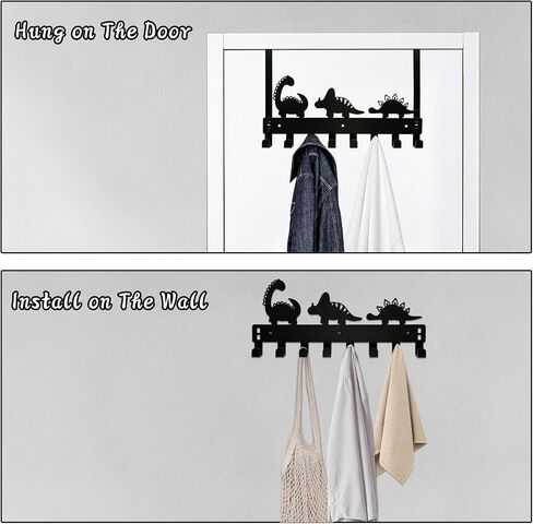 Dinosaur Over The Door Hooks for Toddler Boy Bathroom Decor - Cute Dino Shape Metal Wall Hanger, Boys Bedroom Organizer for Dinosaur Themed Room Decor, Kids Nursery Accessories and Gift for Kids Room in Kuwait