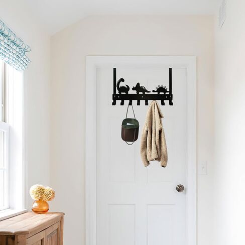 Dinosaur Over The Door Hooks for Toddler Boy Bathroom Decor - Cute Dino Shape Metal Wall Hanger, Boys Bedroom Organizer for Dinosaur Themed Room Decor, Kids Nursery Accessories and Gift for Kids Room in Kuwait