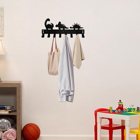 Dinosaur Over The Door Hooks for Toddler Boy Bathroom Decor - Cute Dino Shape Metal Wall Hanger, Boys Bedroom Organizer for Dinosaur Themed Room Decor, Kids Nursery Accessories and Gift for Kids Room in Kuwait