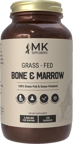 MK Supplements – Grass-Fed Beef Bone & Marrow 3000 mg, Beef Bone Marrow Supplement, 100% Pasture-Raised New Zealand Cattle, 45-Day Supply, Calcium for Teeth and Bones in Saudi Arabia