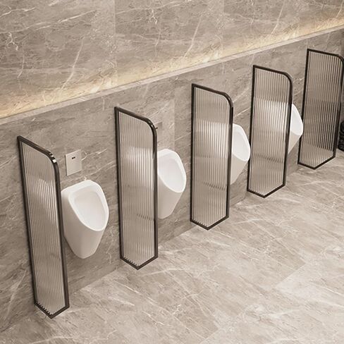 Toilet Partition, Urinal Bear The Impact Translucent Glass Panels, Regional Division Partition Protection Screen for Public Space Bathroom Hotel (Color : Black, Size : 15.7x47in-6pcs) (Black in Kuwait