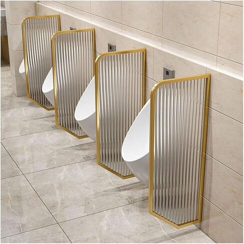 Urinal Divider Privacy Screen,Stainless Steel Wall-Mounted Urinal Partition, Tempered Glass Bathroom Divider Panel (Titanium, 3-Panel) for Enhanced Privacy and Modern Design in Kuwait