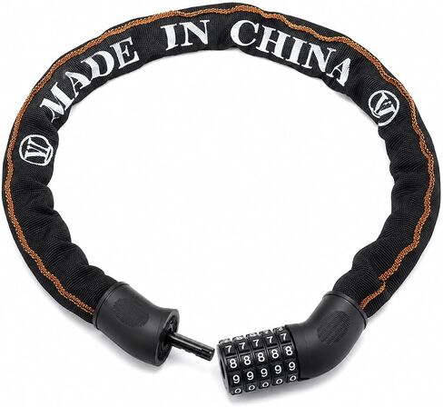 5-Digit Combination Chain Lock for Bikes, Electric Bikes & Scooters, 3.94 ft Heavy Duty Bike Lock with Durable Nylon Protective Sleeve, Keyless Security Lock for Daily Riding, Black in Kuwait