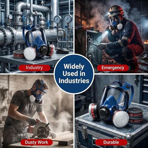 Reusable Full Facepiece, Full Face Cover Set for Dust, Painting, Sanding, Polishing, Spraying, Cutting in Kuwait