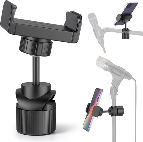LINCO Mic Stand Phone Holder Mount Adjustable for Microphone Music Stand with O Clamp for iPhone 16 15 14 13 12 Pro Max Samsung Galaxy, Any Smartphones PC002 in Kuwait