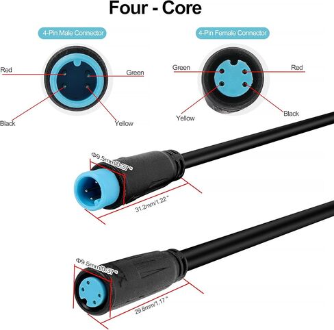كابل تمديد الدراجة الكهربائية، خيارات موصل 2-Pin، 3-Pin، 4-Pin، 5-Pin، كابل أسلاك الدراجة الإلكترونية المقاوم للماء (ذكر أزرق) in Kuwait