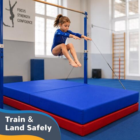 SaferBounce Landing Gymnastics Mat 6Ft x 4Ft x 6″ | Crash Pad for Kids | Soft Gymnastics Pad for Tumbling, Cheerleading & Training | Toddler Crash Mat | Sensory Crashpad | Climbing & Bouldering in Kuwait