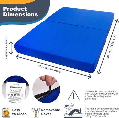 SaferBounce Landing Gymnastics Mat 6Ft x 4Ft x 6″ | Crash Pad for Kids | Soft Gymnastics Pad for Tumbling, Cheerleading & Training | Toddler Crash Mat | Sensory Crashpad | Climbing & Bouldering in Kuwait