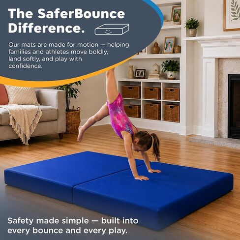 SaferBounce Landing Gymnastics Mat 6Ft x 4Ft x 6″ | Crash Pad for Kids | Soft Gymnastics Pad for Tumbling, Cheerleading & Training | Toddler Crash Mat | Sensory Crashpad | Climbing & Bouldering in Kuwait