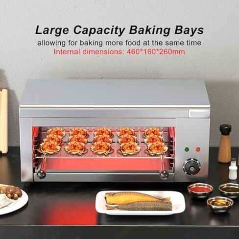 2000W Commercial Electric Salamander Broiler, Adjustable 122-572°F, 4-Level Grill Height, Stainless Steel Countertop/Wall-Mount Oven for Pizza, Sandwiches & Steaks in Kuwait