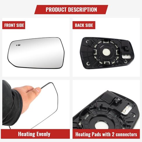 Right Passenger Side Mirror Glass Fit for Chevy Malibu 2016 2017 2018 2019 2020 2021 2022, Heated, door mirror glass, with Blind Spot, Power Adjust, Rear View Mirror Glass, 23372274 in Saudi Arabia