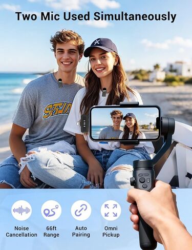 ميكروفون لاسلكي صغير لهاتف iPhone iPad Android، تقليل الضوضاء، حافظة شحن بطارية 25 ساعة، توصيل وتشغيل مشبك مغناطيسي على ميكروفونات Lavalier لتسجيل الفيديو، مدونات الفيديو in Kuwait