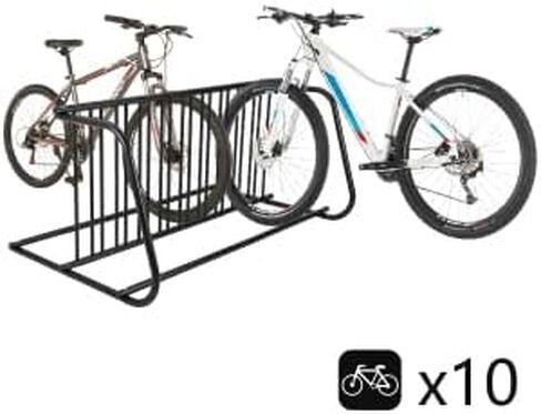 Commercial Double-Sided Bike Rack Stand for 10 Bicycles, Heavy-Duty Powder-Coated Steel Garage & Store Floor Parking Storage, Indoor & Outdoor Use for Schools, Universities in Kuwait