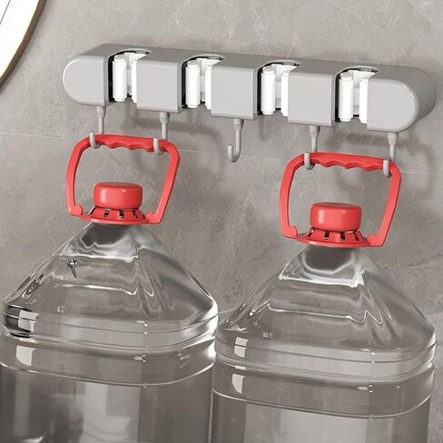 Broom & Mop Holder Wall Mount - 4 Racks & 5 Hooks Storage Organizer for Home, Kitchen, Garage, Garden, Laundry & Bathroom, Space-Saving Utility Rack in Kuwait