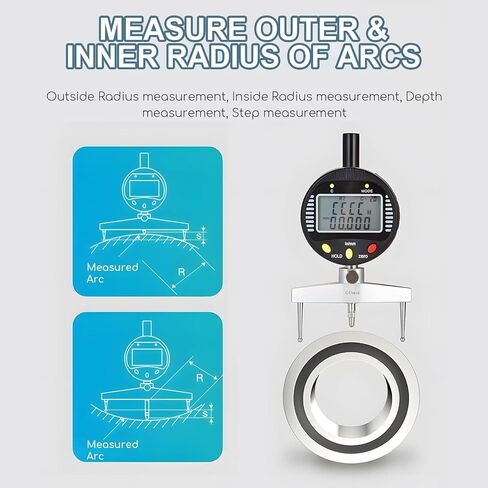 Digital Large Radius Gauge, Electronic Radius Indicator Tool, Replaceable Measuring Claws, with 10mm/20mm/30mm/60mm/100mm Claws, LCD Display, for Machinery, Wood Molds in Kuwait